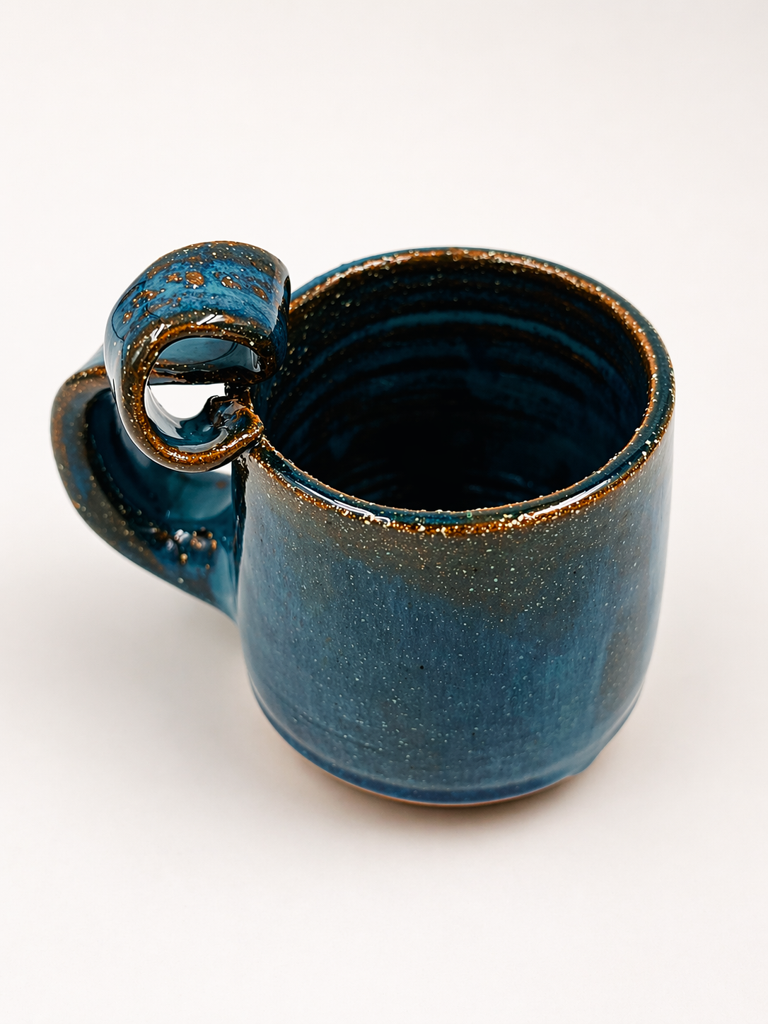 Ocean Blue Spiral Handle Mug