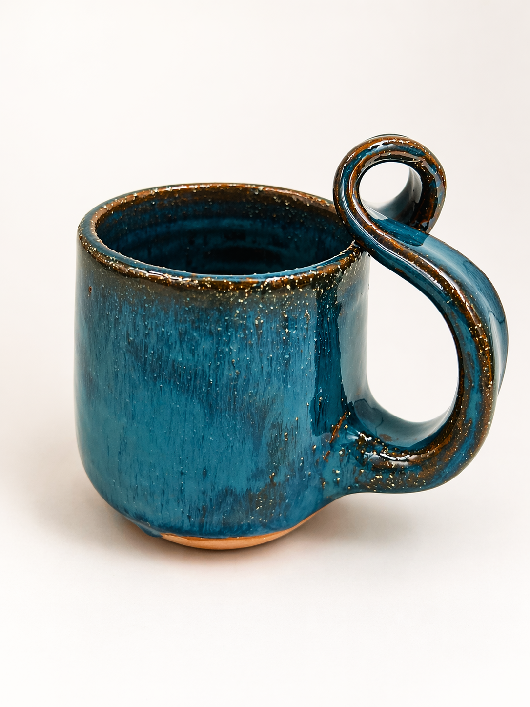 Ocean Blue Spiral Handle Mug