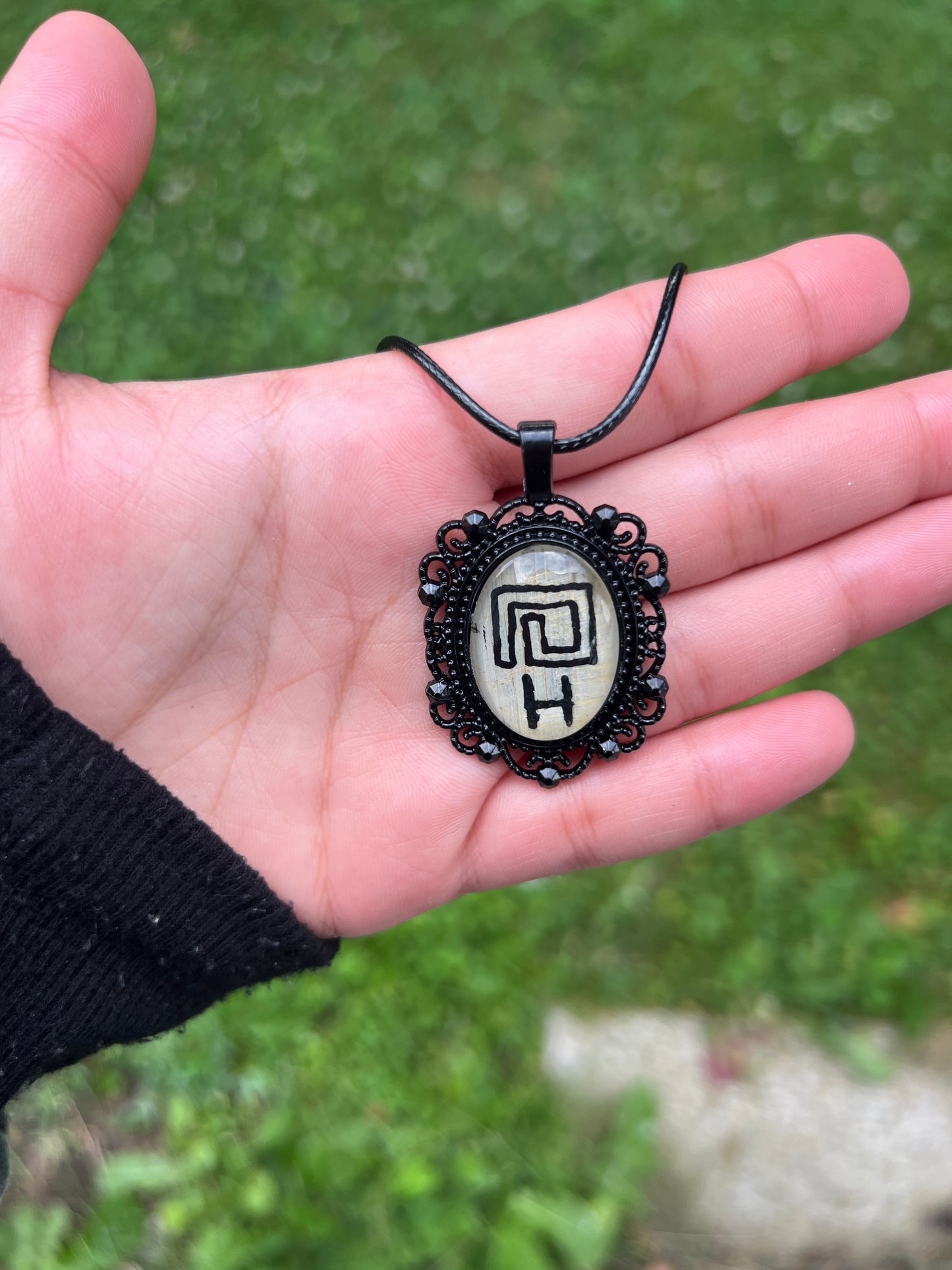 Custom hieroglyphics Initial On Papyrus Necklace